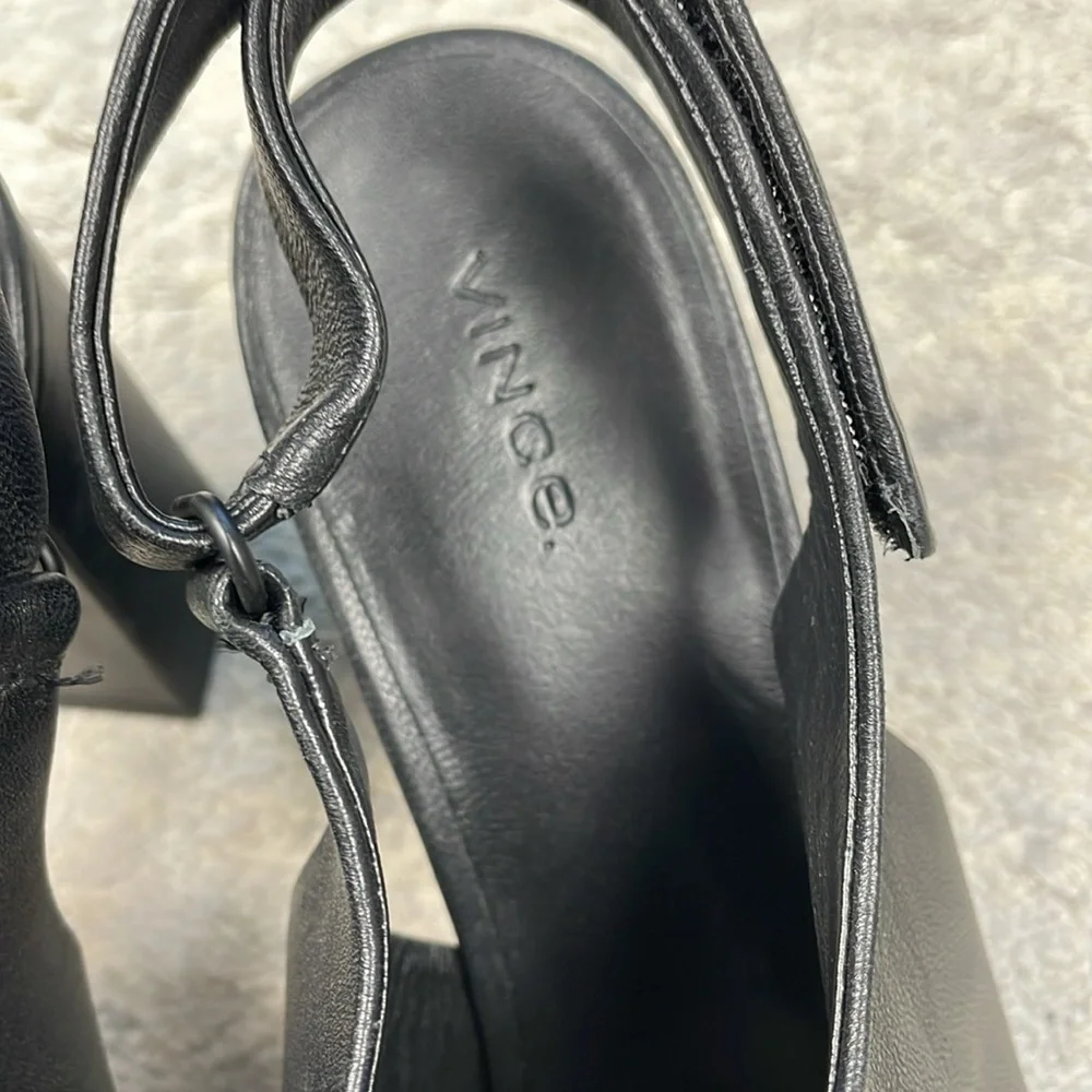 Vince Hartley Slingback Peep Toe Heels Booties Black Leather Sz 11